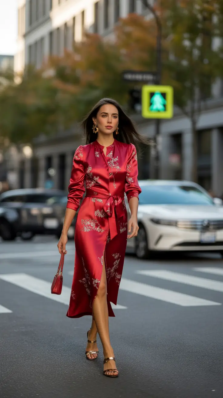 satin spring dress outfits 2026 Red Satin Statement Dress for Modern Boldness