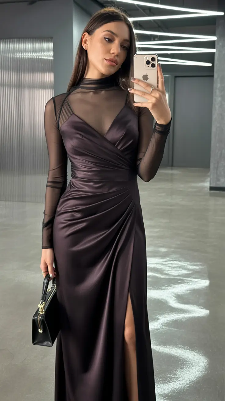 satin spring dress outfits 2026 Black Satin Drama for Evening Confidence