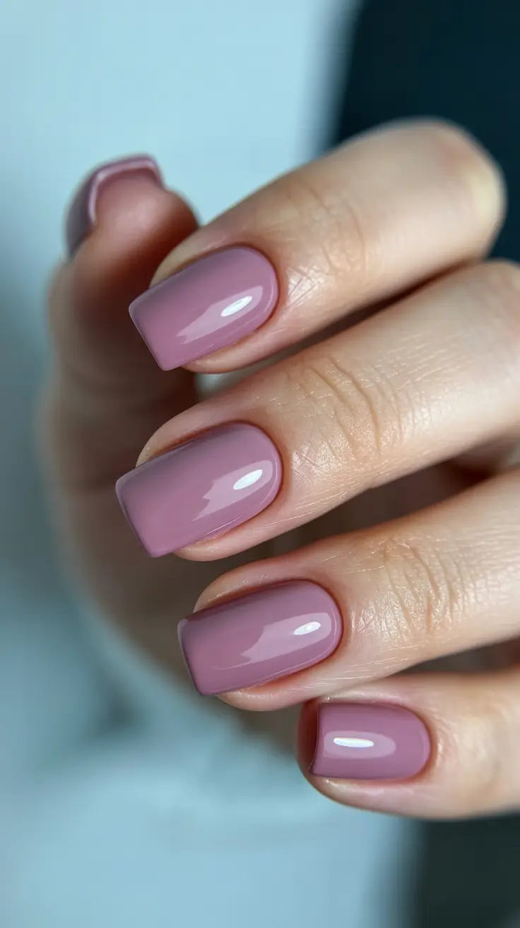simple classy spring nails 2026 Muted Mauve Short Square for Everyday Chic