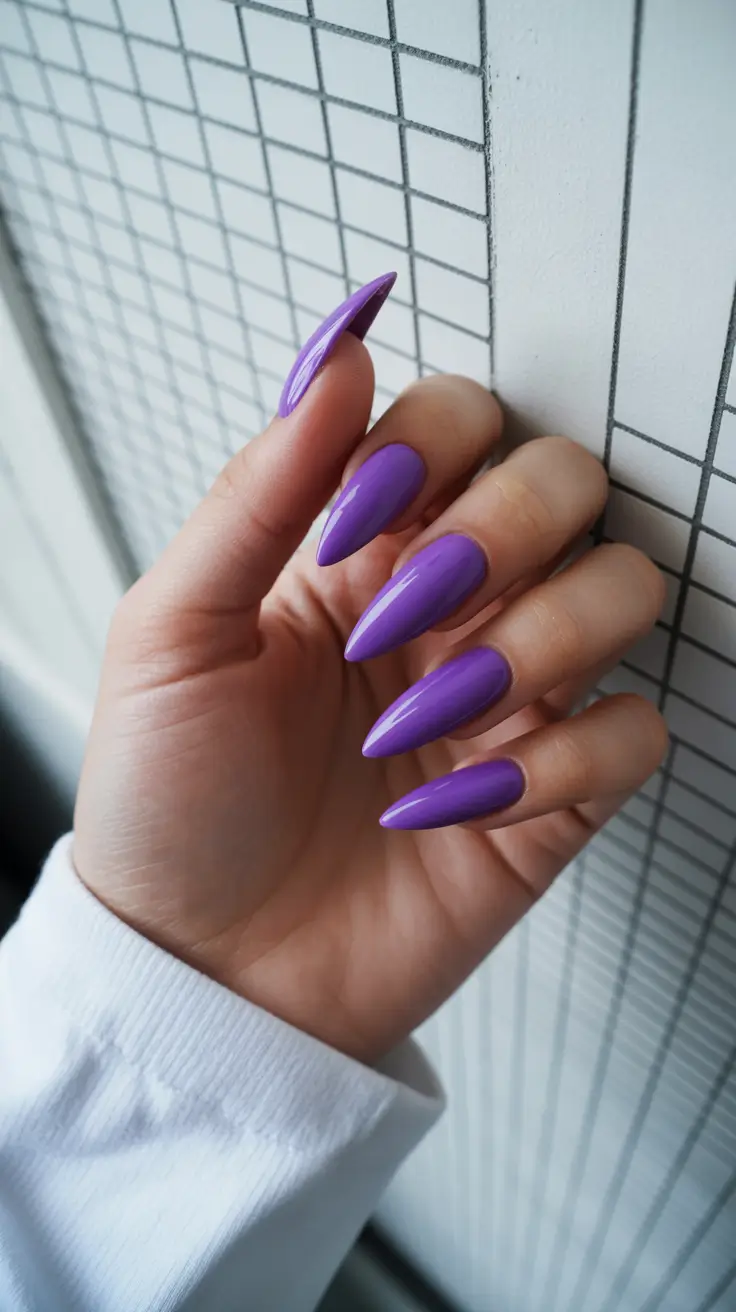 simple classy spring nails 2026 Almond Purple That Feels Like Spring Evenings