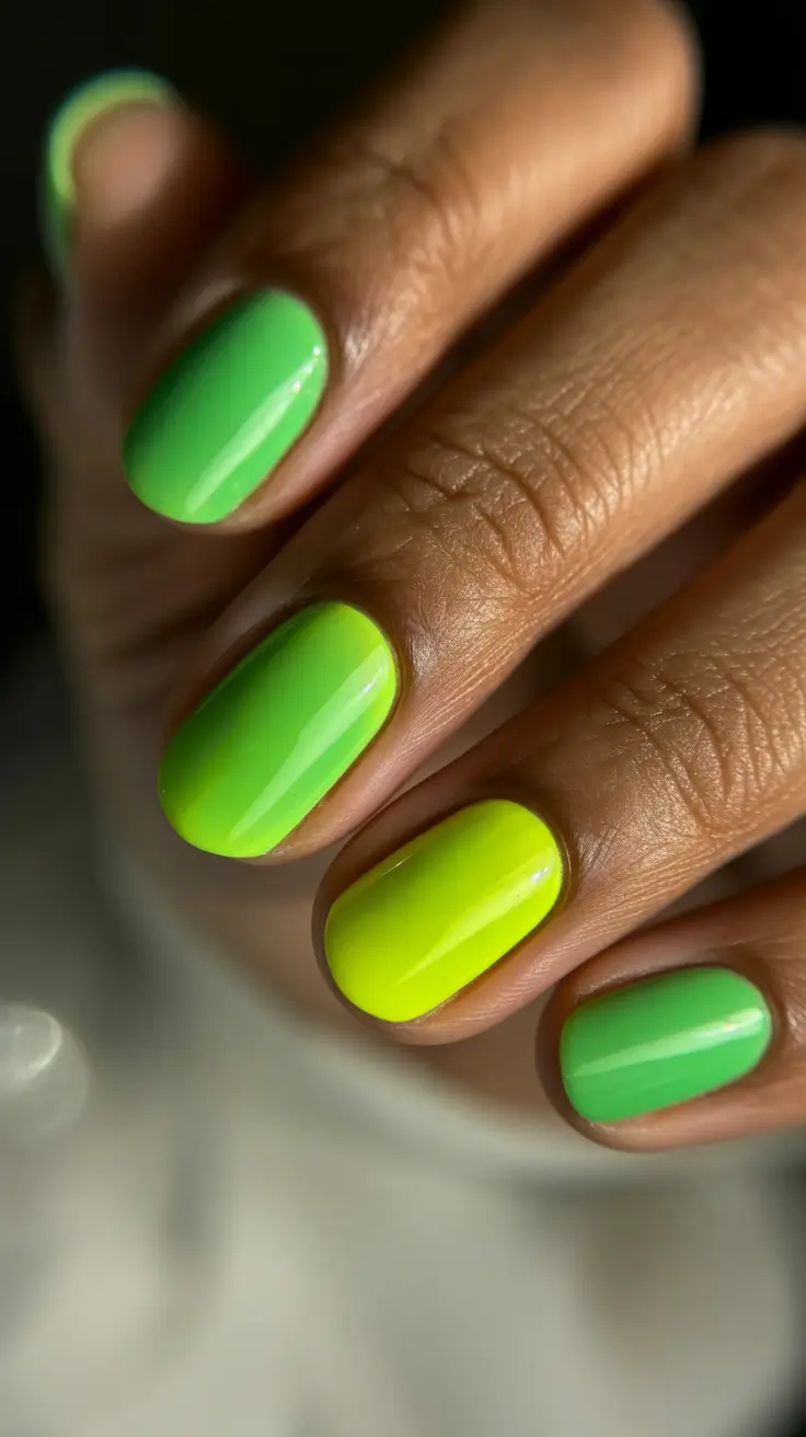 simple fun spring nails 2026 Fresh Lime Energy on a Soft Square
