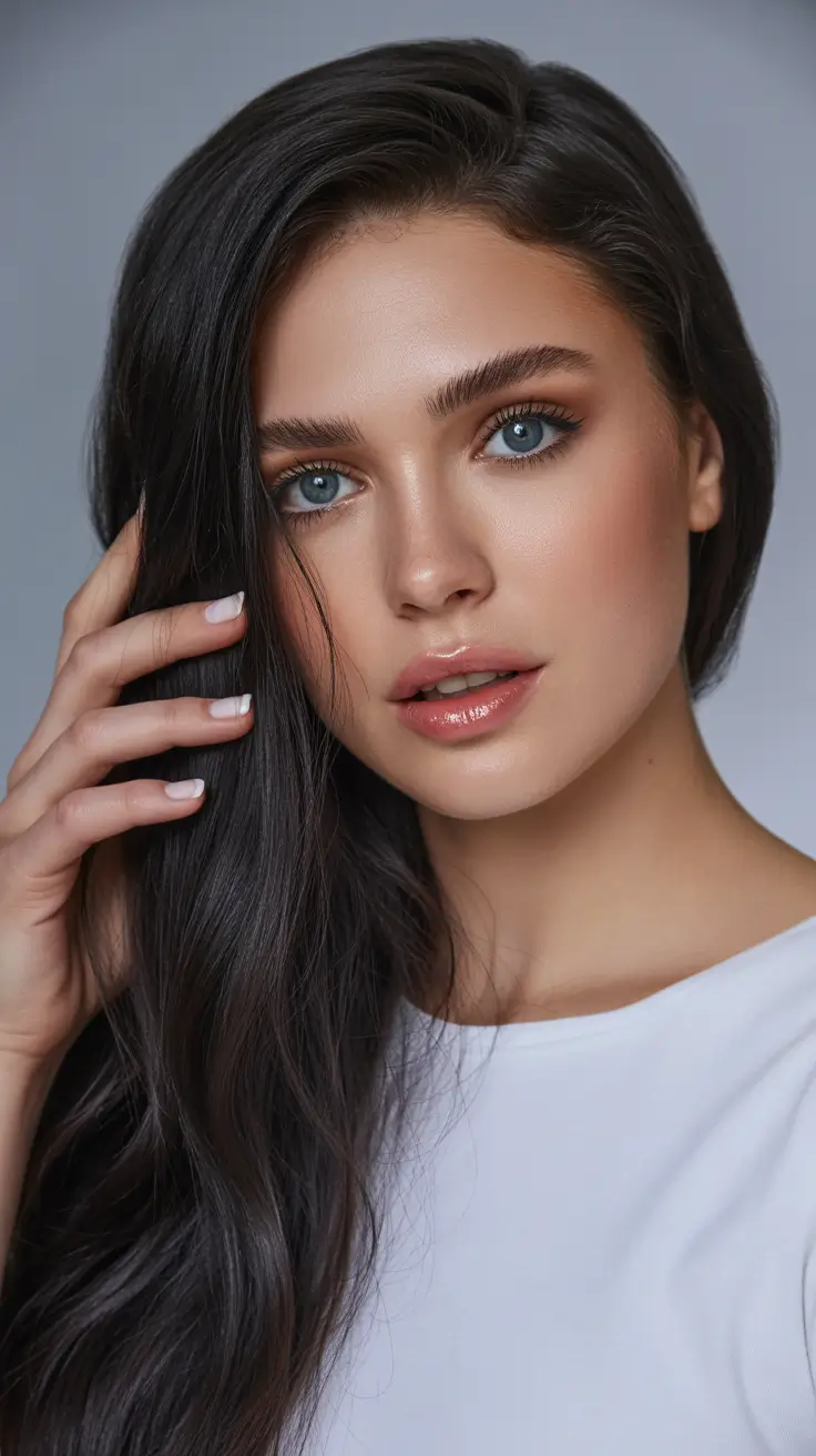 soft spring brown hair color 2026 Sleek Dark Brown with Glossed Minimalism