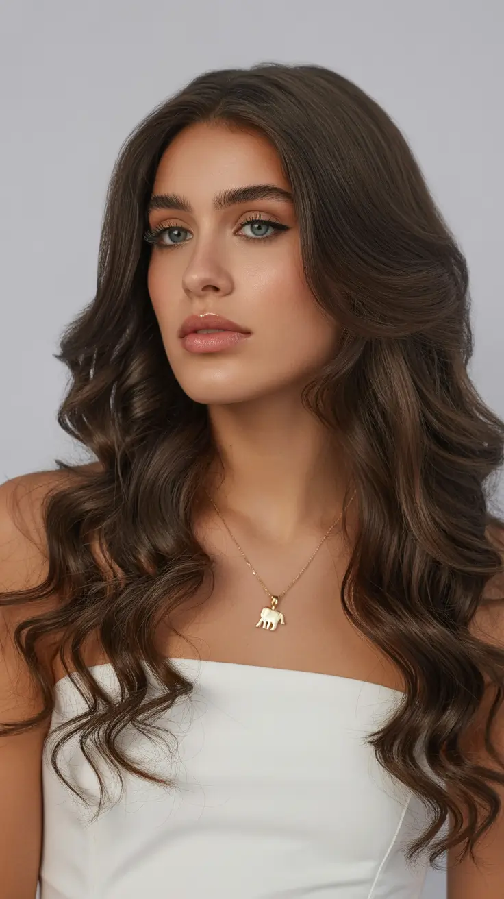 soft spring brown hair color 2026 Soft Chocolate Waves with Dimensional Highlights