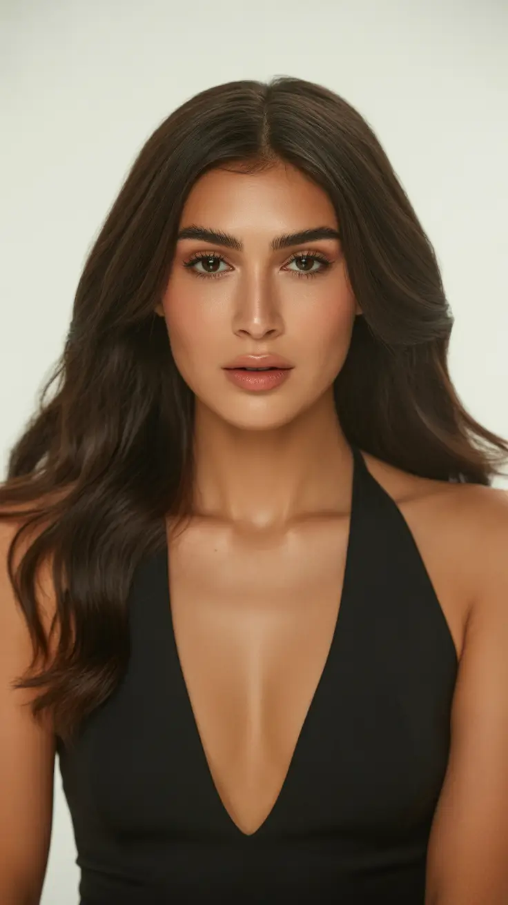 soft spring brown hair color 2026 Deep Mocha Waves with Sculpted Volume