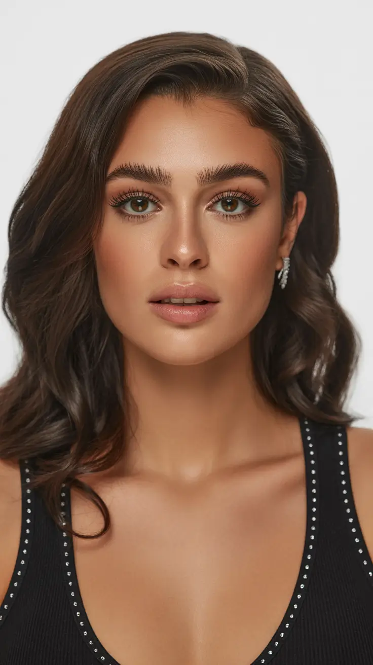 soft spring brown hair color 2026 Soft Cocoa Glam with Subtle Light Reflection