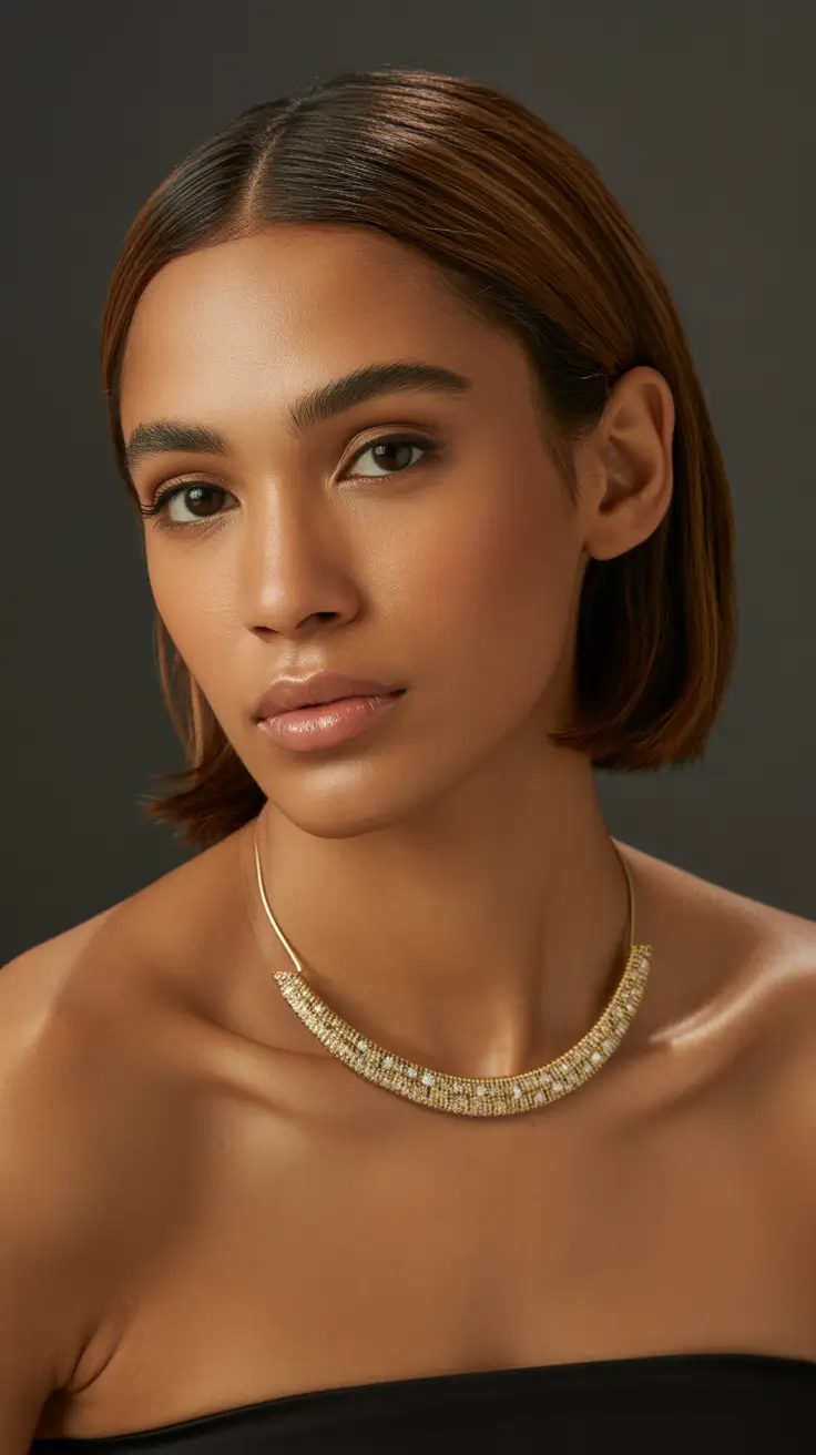 soft spring brunette hair color 2026 Warm Brunette Bob With Soft Caramel Influence