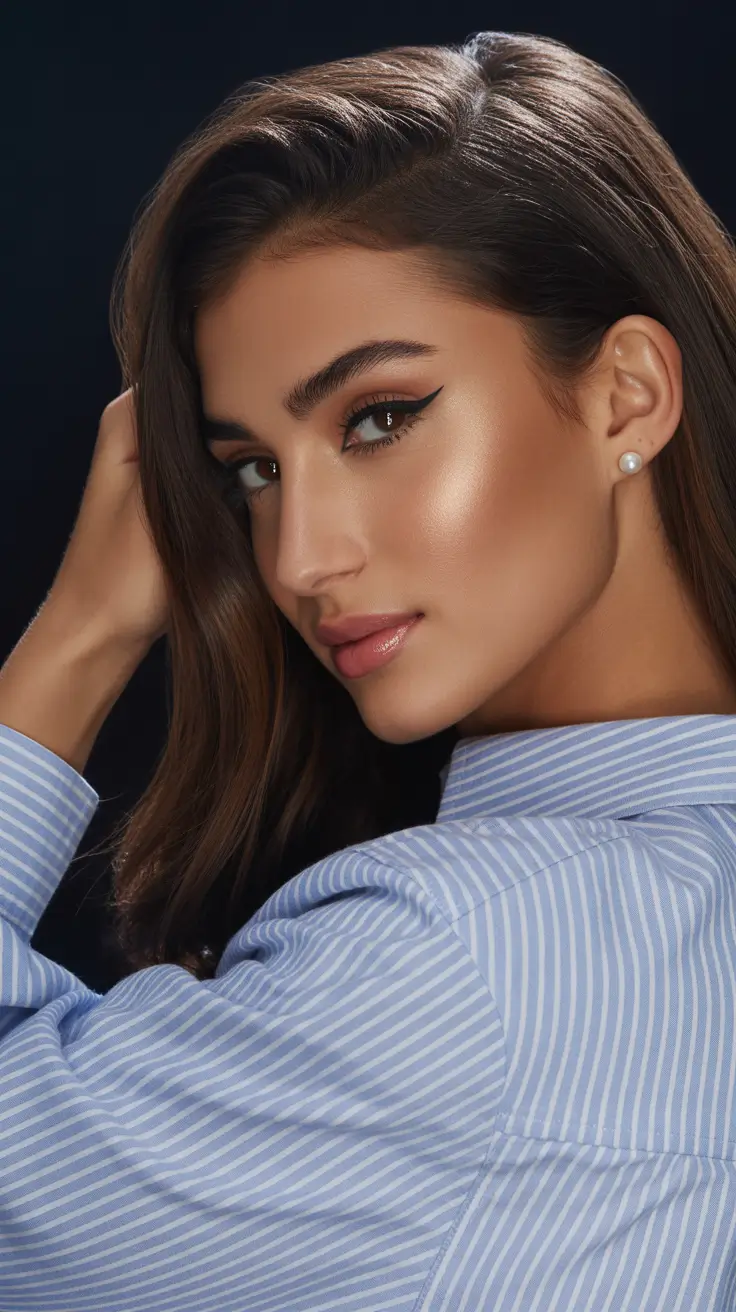 soft spring brunette hair color 2026 Warm Contoured Brunette Waves With Soft Radiance