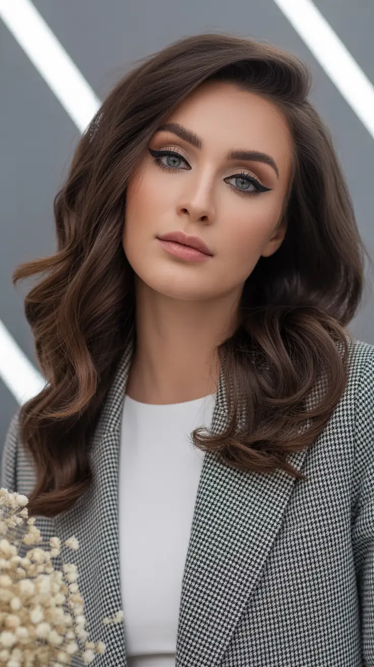 soft spring brunette hair color 2026 Dimensional Brunette Curls With Bright Lift
