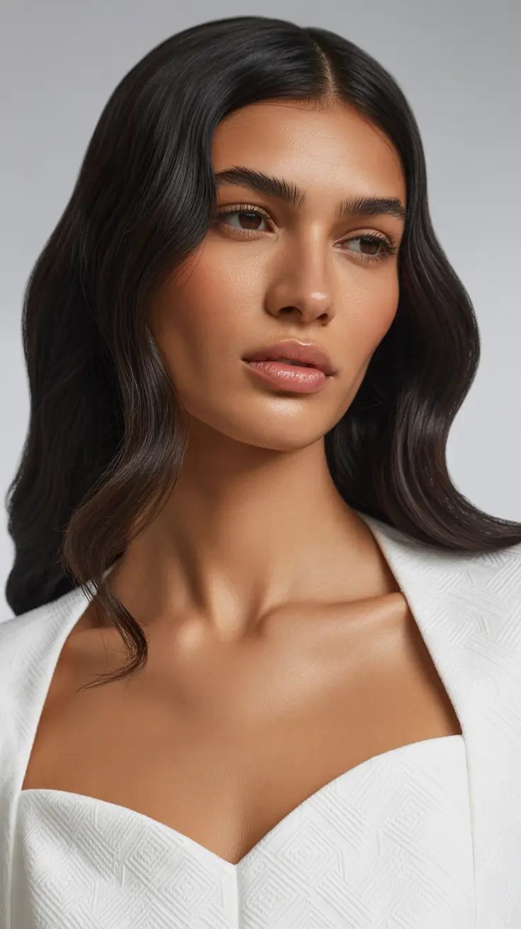 soft spring brunette hair color 2026 Soft Fluid Brunette Waves With Spring Lightness