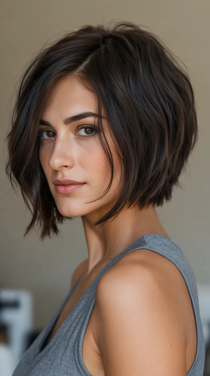 soft spring hair color warm skin tone 2026 Soft Chocolate Textured Bob