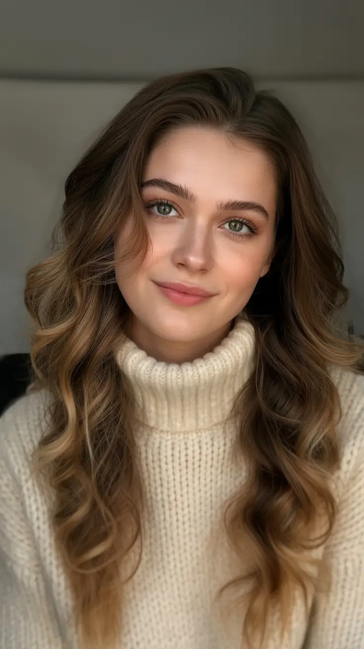 soft spring hair color warm skin tone 2026 Deep Autumn Brown with Soft Caramel Melt