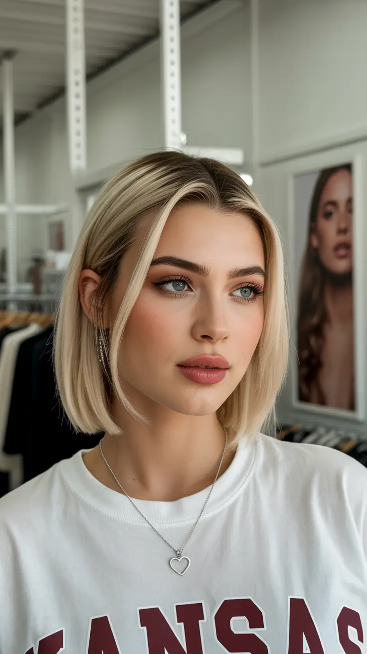 soft spring hair color warm skin tone 2026 Creamy Vanilla Blonde Precision Bob