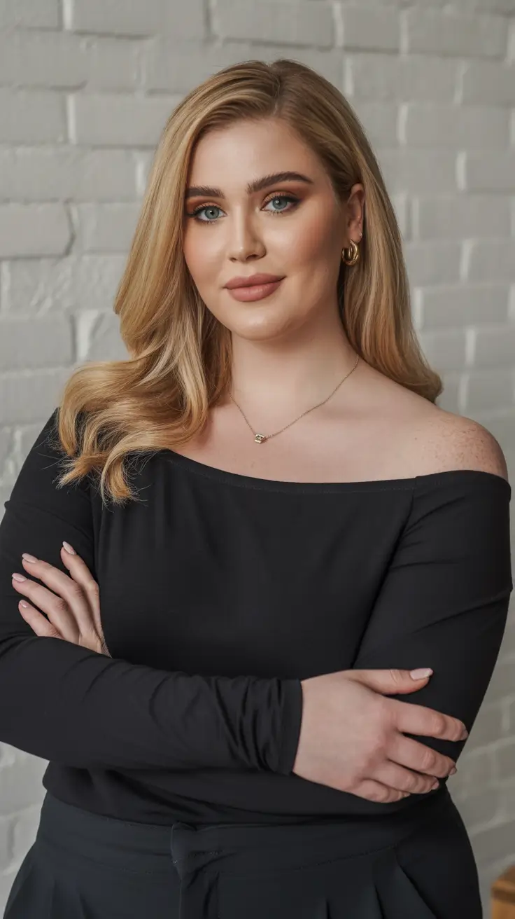 Soft Spring Haircuts for Plus Size Women 2026 Classic Side-Parted Long Blonde Waves