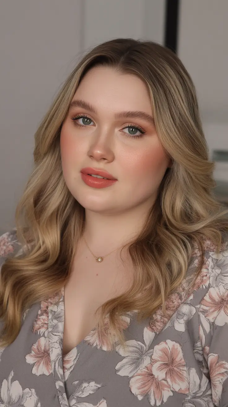 Soft Spring Haircuts for Plus Size Women 2026 Golden Layered Waves With Soft Dimension