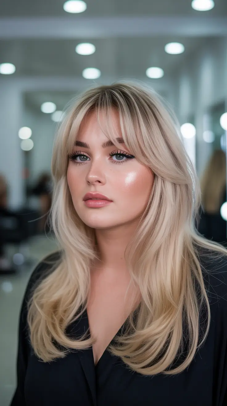 Soft Spring Haircuts for Plus Size Women 2026 Volume-Lifted Layered Cut With Light Fringe