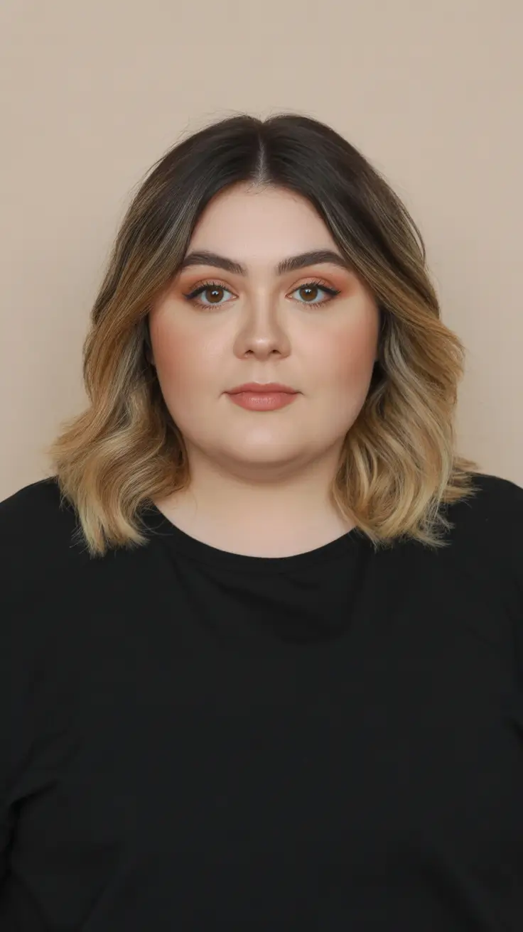 Soft Spring Haircuts for Plus Size Women 2026 Soft Shoulder-Grazing Wave With Blended Highlights