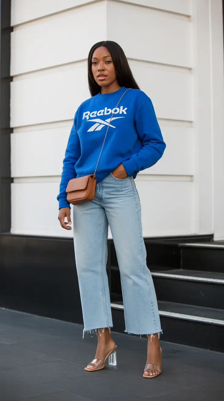 soft spring jeans outfit 2026 Sporty Blues with Spring Lightness