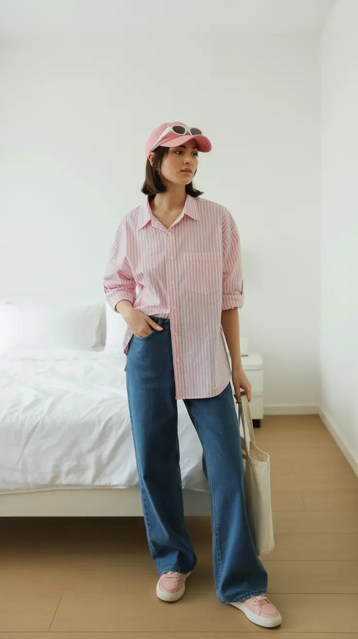 soft spring jeans outfit 2026 Pastel Stripes for Easy Spring Days
