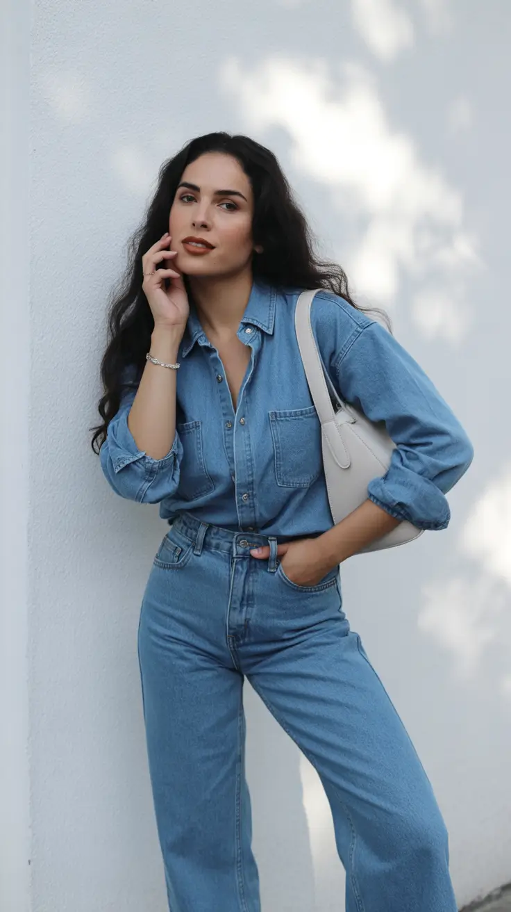 soft spring jeans outfit 2026 Minimal Denim Chic with Clean Lines