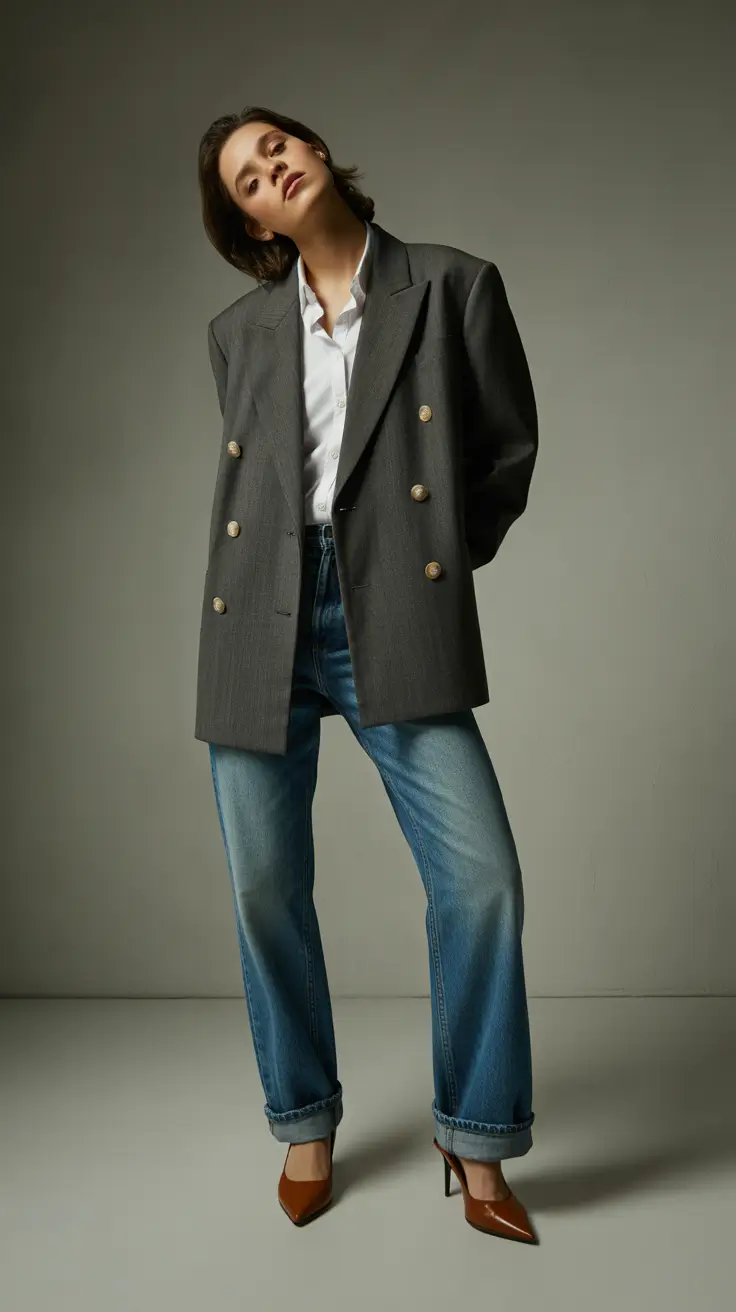 soft spring jeans outfit 2026 Structured Blazers with Relaxed Denim Ease