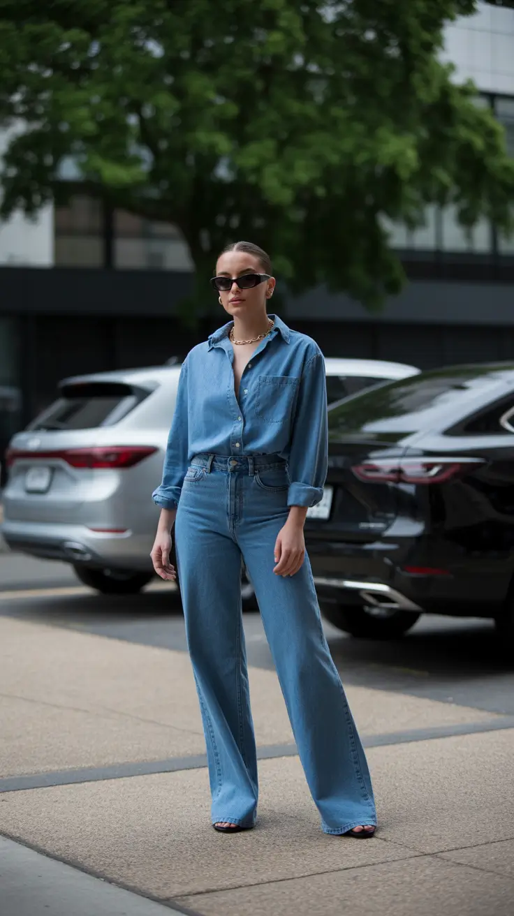 soft spring jeans outfit 2026 Denim-on-Denim Confidence