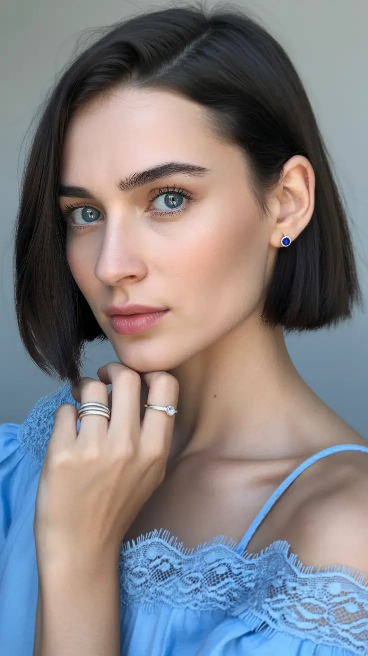 sophisticated spring bob haircut 2026 Classic Espresso Bob with Sleek Side Part