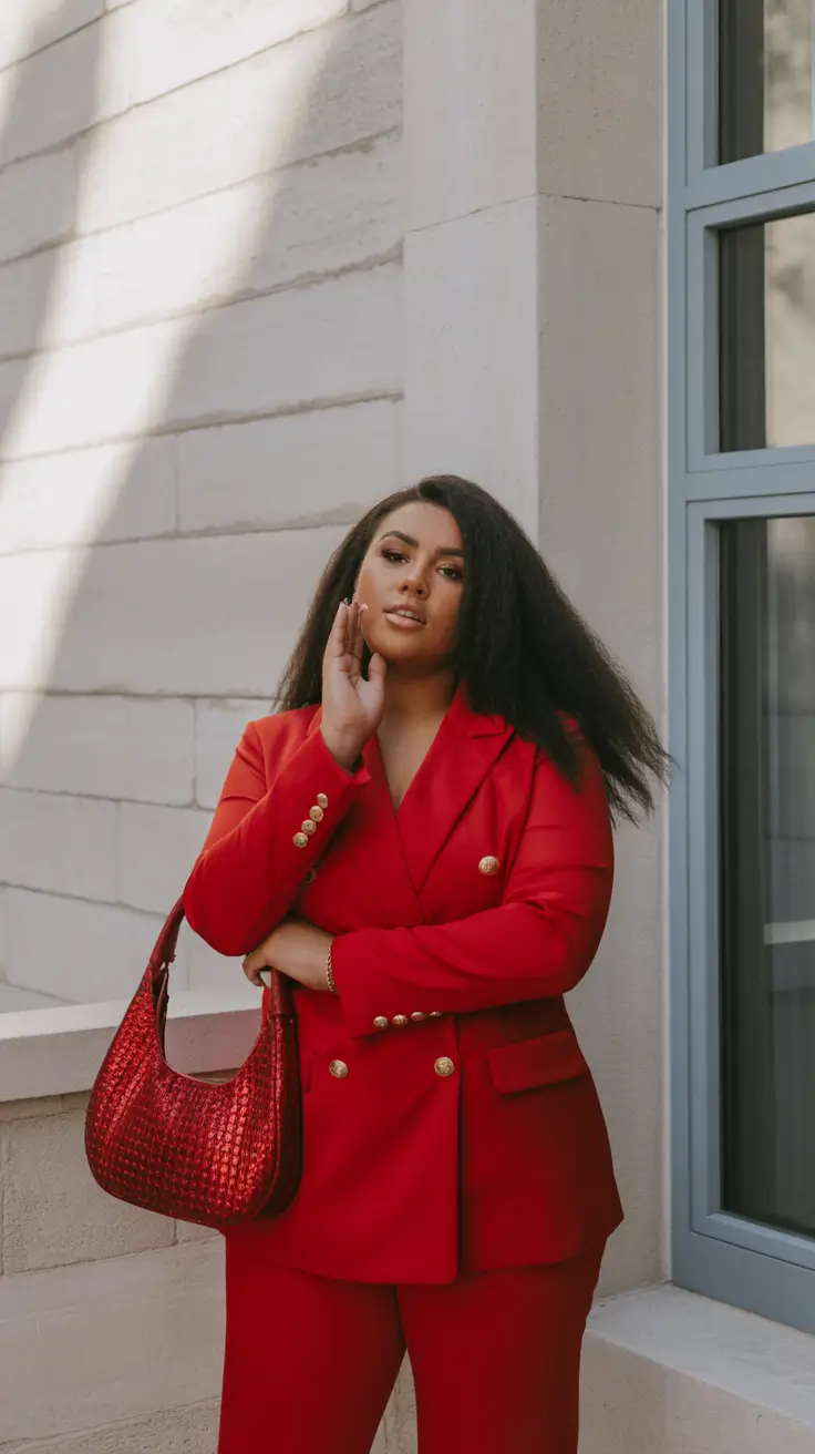 vibrant plus size spring outfits 2026 Power Red Spring Suiting