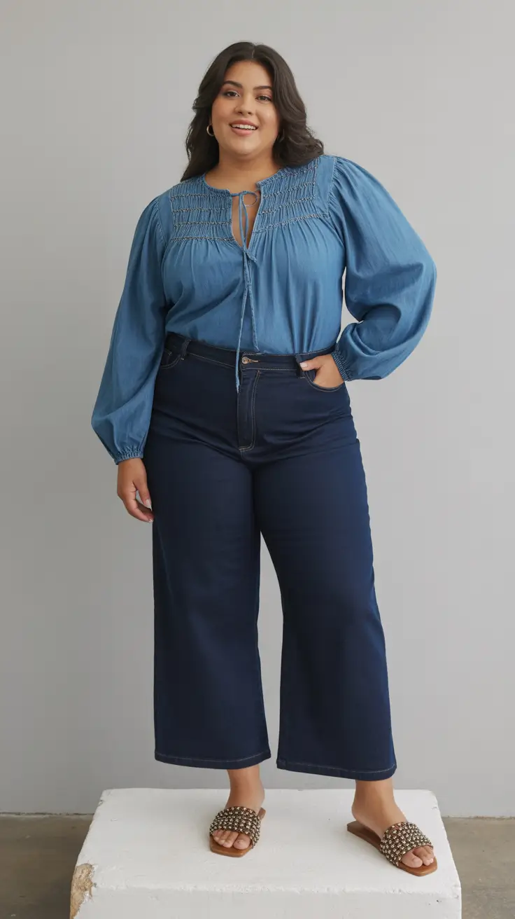 vibrant plus size spring outfits 2026 Denim-on-Denim Soft Spring Comfort