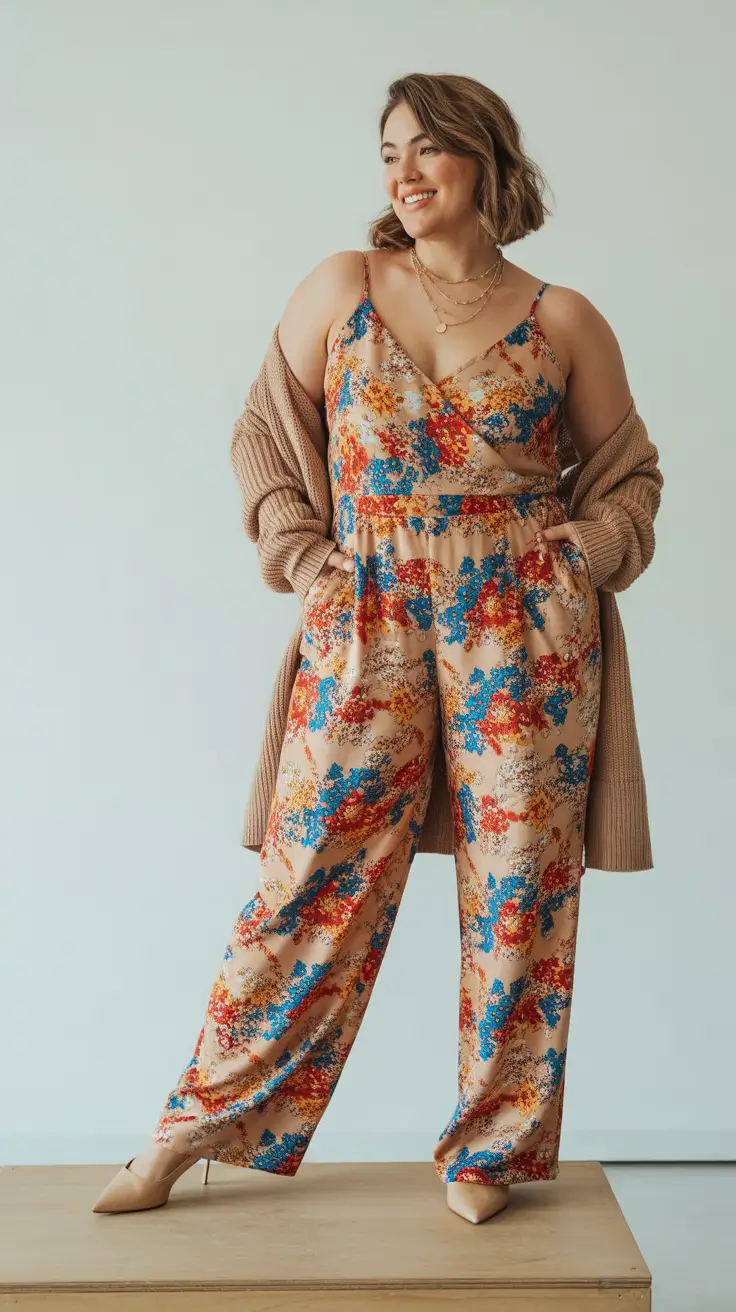 vibrant plus size spring outfits 2026 Soft Florals and Cozy Layers for Gentle Spring Days