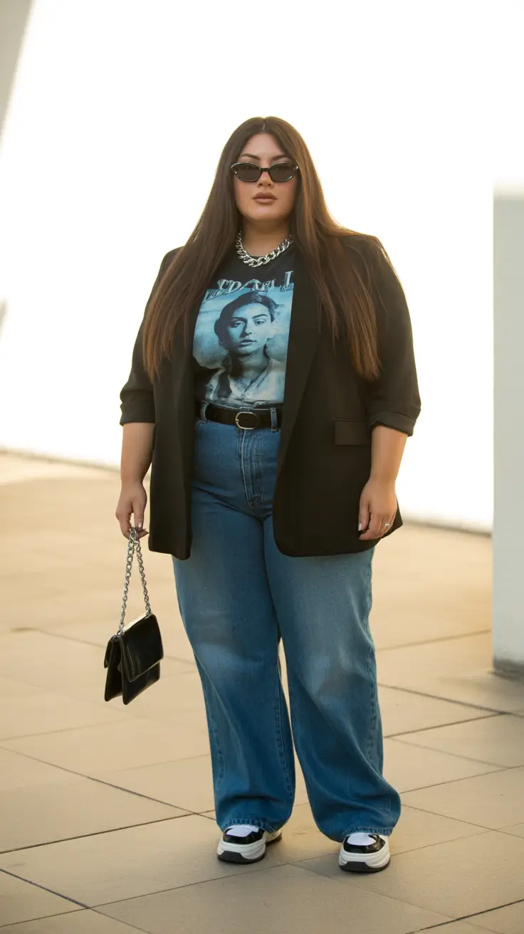 vibrant plus size spring outfits 2026 Graphic Tee Cool-Girl Energy