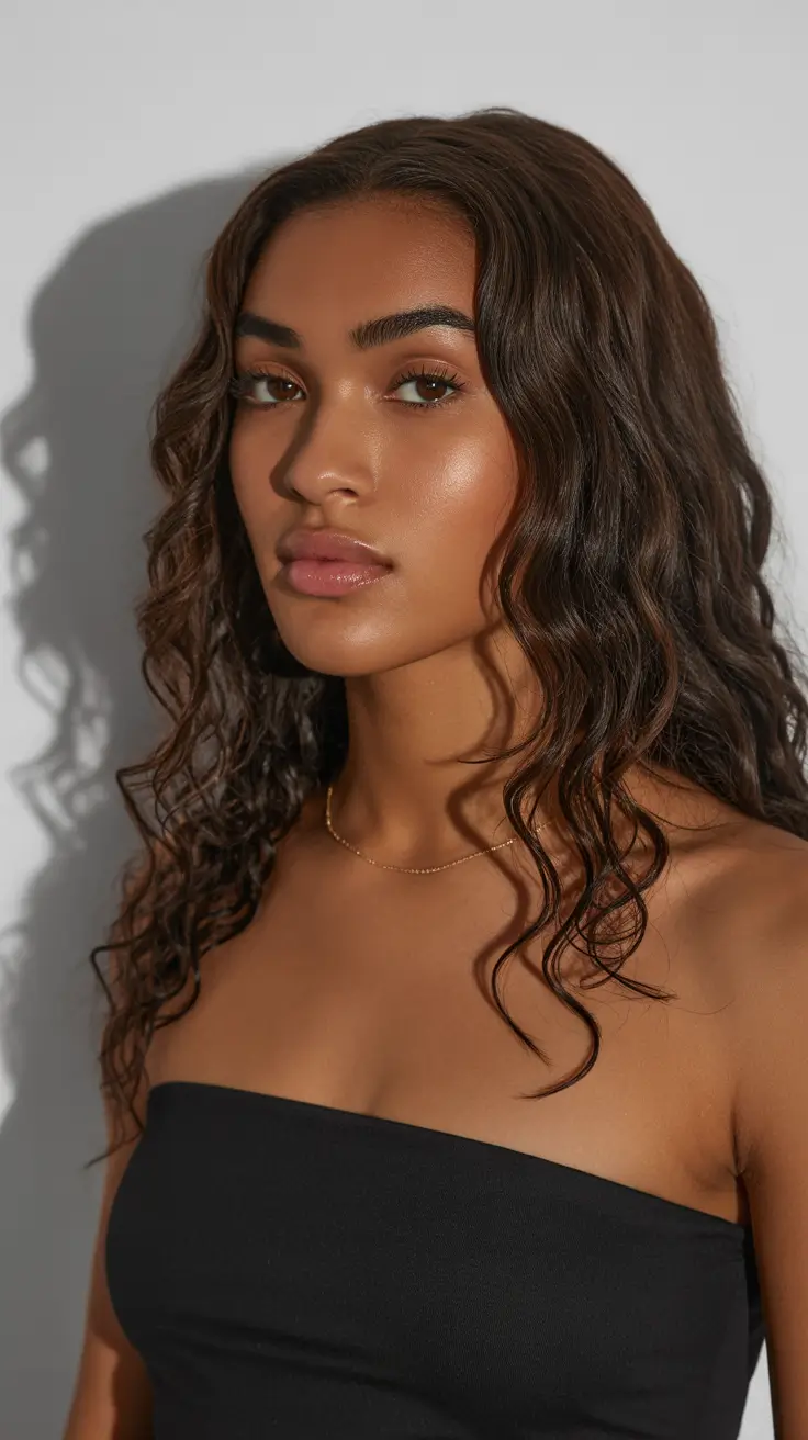 warm spring hair color for dark skin 2026 Sunlit Cocoa Beach Waves