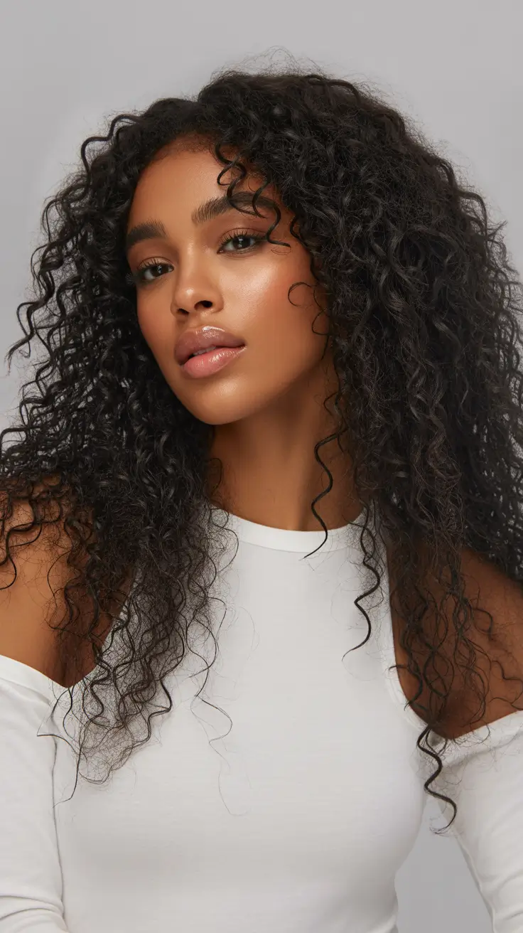 warm spring hair color for dark skin 2026 Midnight Espresso Voluminous Curls
