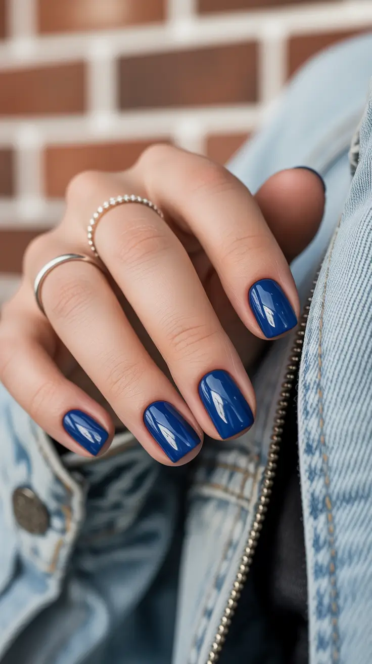 classic spring nails square shapes 2026 Classic Navy Square Nails for Everyday Elegance