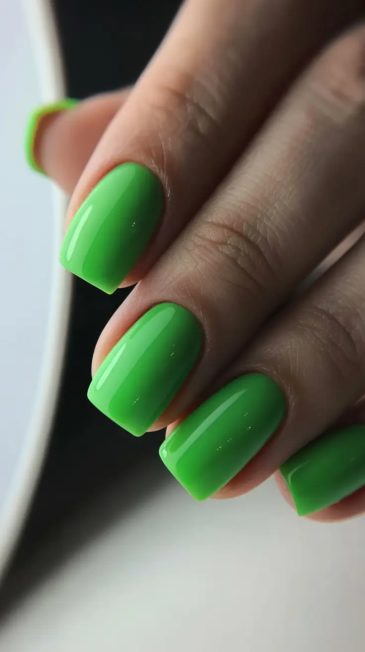 classic spring nails square shapes 2026 Fresh Green Square Nails That Capture Spring Energy