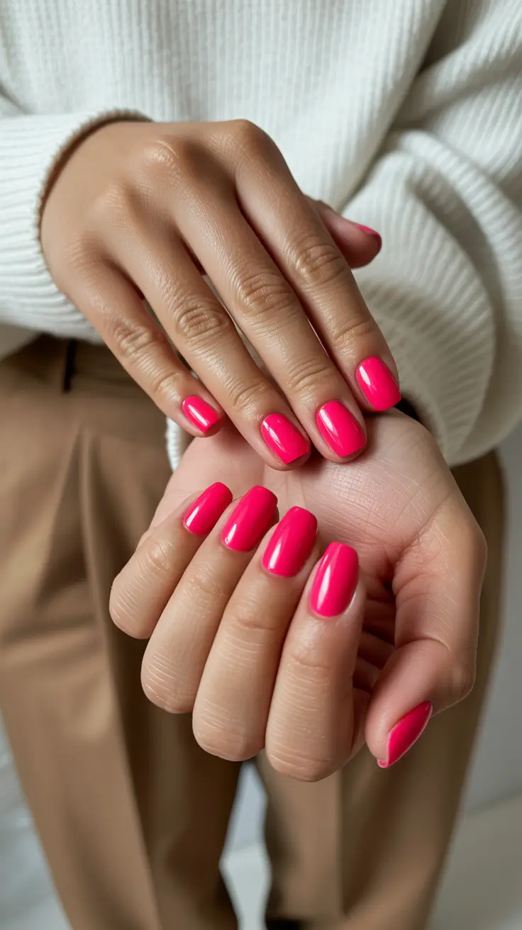 cozy spring gel nails mood 2026 Electric Fuchsia Gloss Minimalism