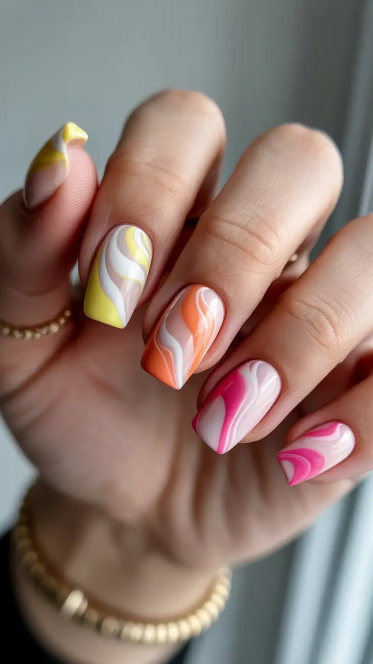 cozy spring gel nails mood 2026 Pastel Swirl Art Energy