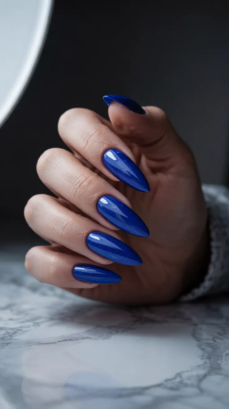 cute spring long nails 2026 Midnight Cobalt Almond Drama