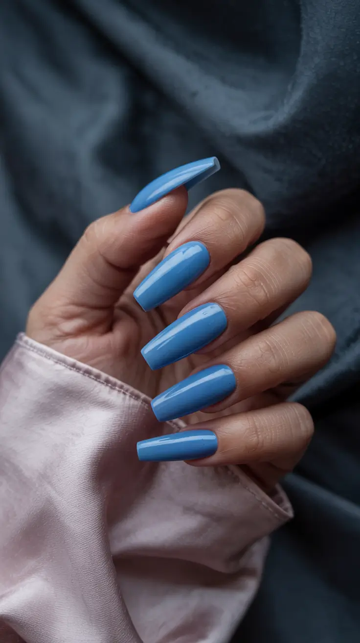 cute spring long nails 2026 Powder Blue Coffin Calm