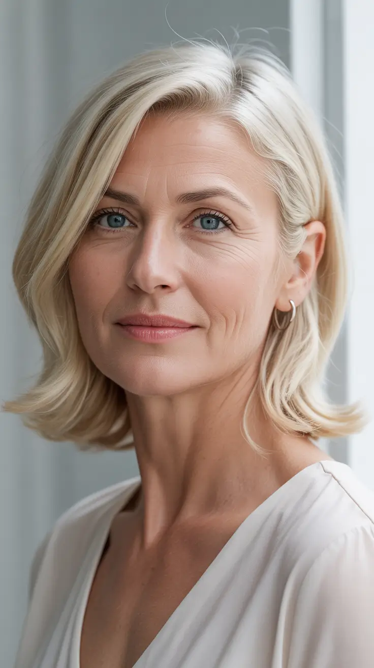 flattering spring haircuts for women over 60 2026 - Soft Silver Layers: Modern Shoulder-Hugging Bob