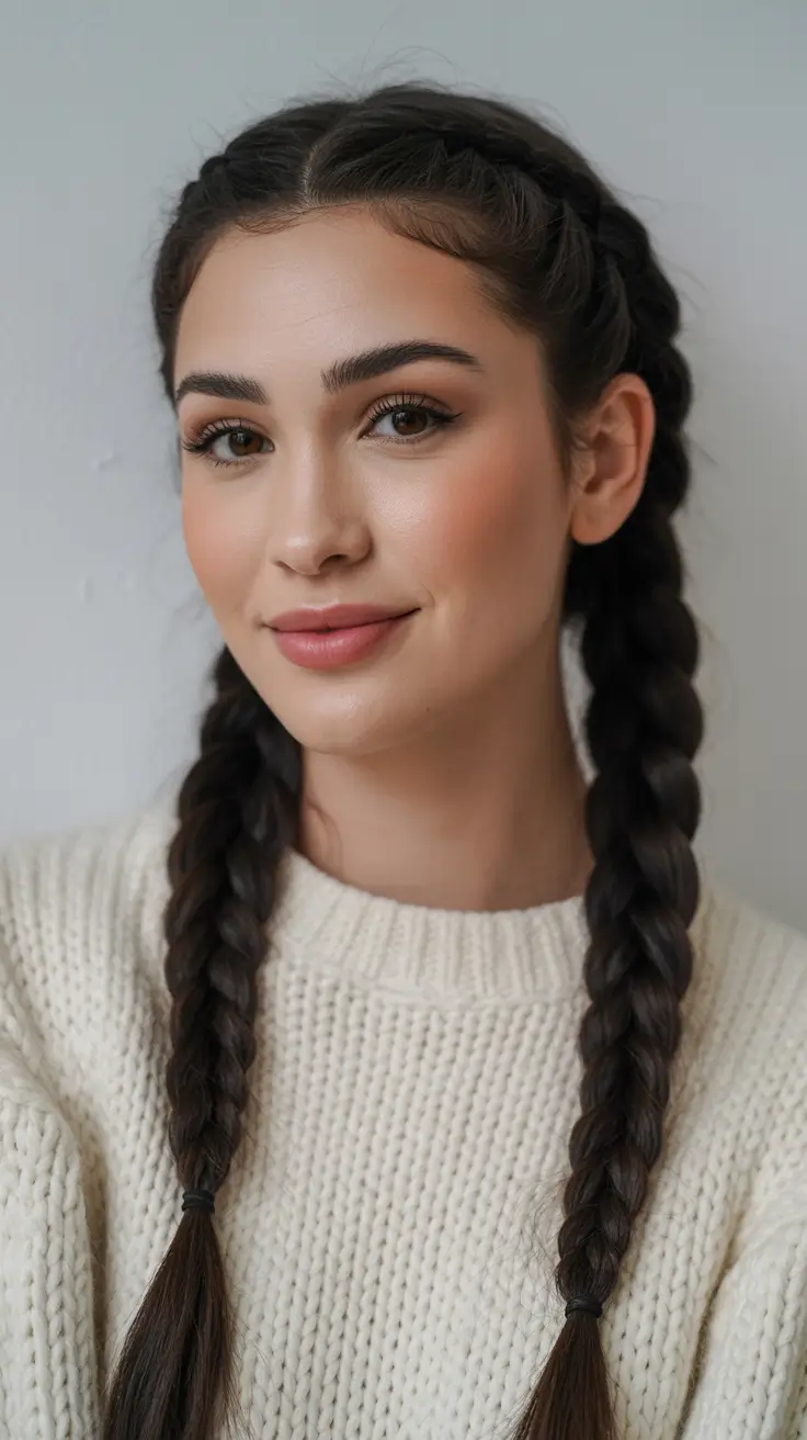 fresh spring braids hairstyle 2026 Soft Everyday Twin Braids With Cozy Texture