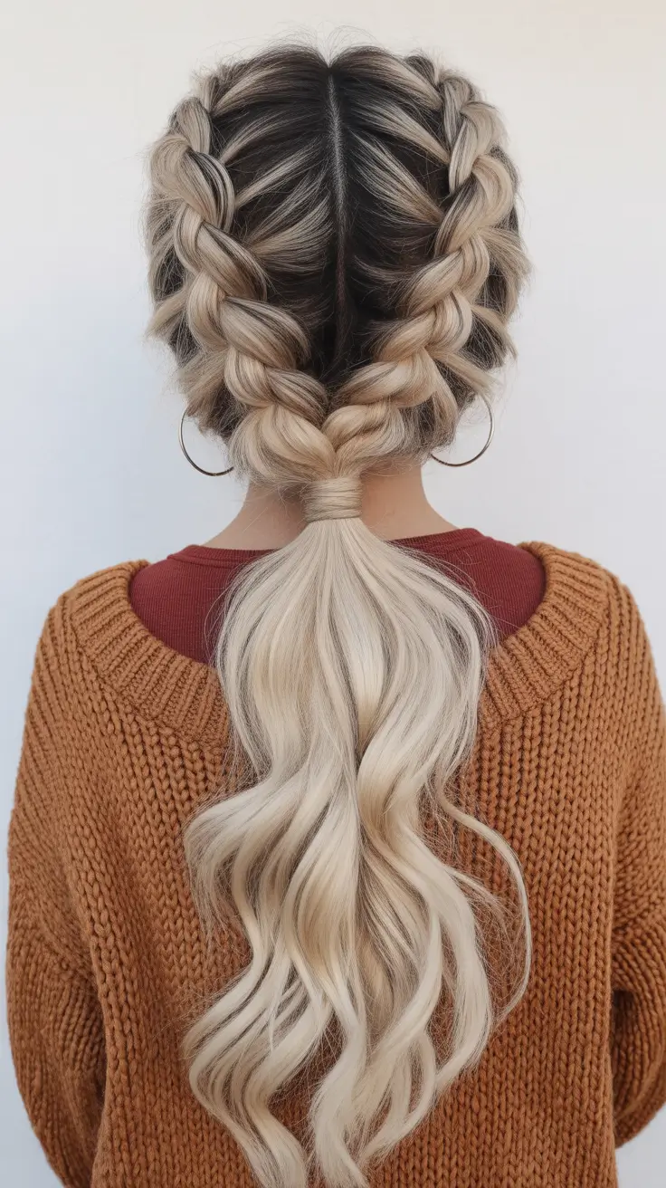 fresh spring braids hairstyle 2026 Double Dutch Braids Into Flowing Ponytail