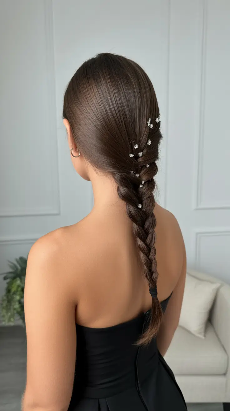 fresh spring braids hairstyle 2026 Elegant Low Braid With Delicate Embellishments