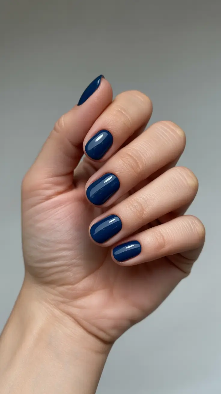 fresh spring short nails 2026 Deep Navy Elegance for Modern Short Nail Sophistication