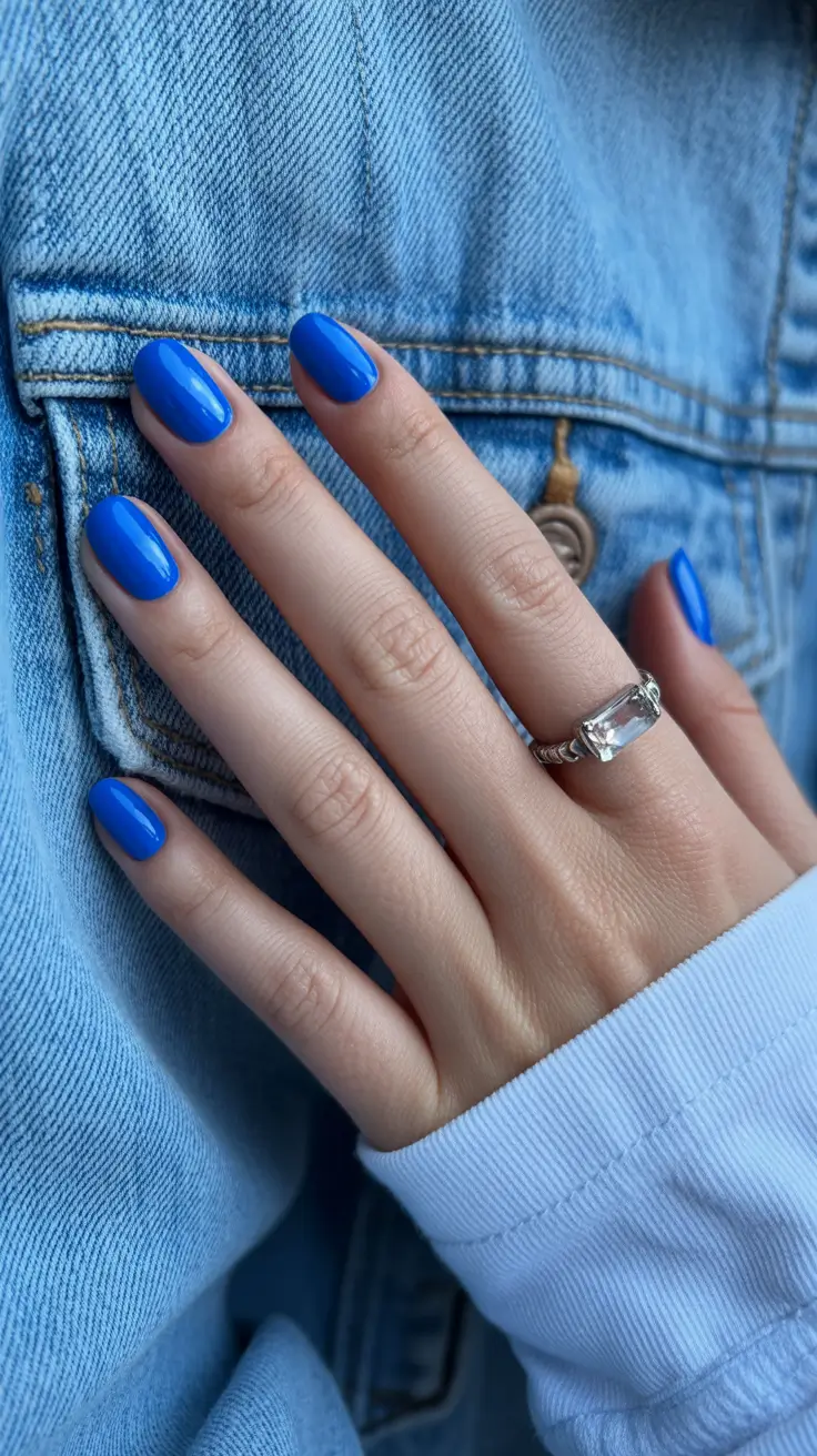 fresh spring short nails 2026 Electric Blue Short Nails That Bring Instant Spring Energy