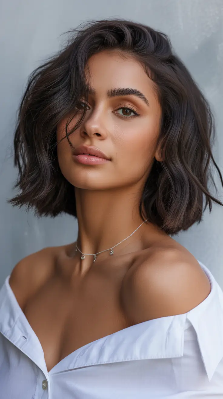 hair color ideas for brunettes summer 2026 Airy Soft Brunette Bob with Effortless Summer Texture