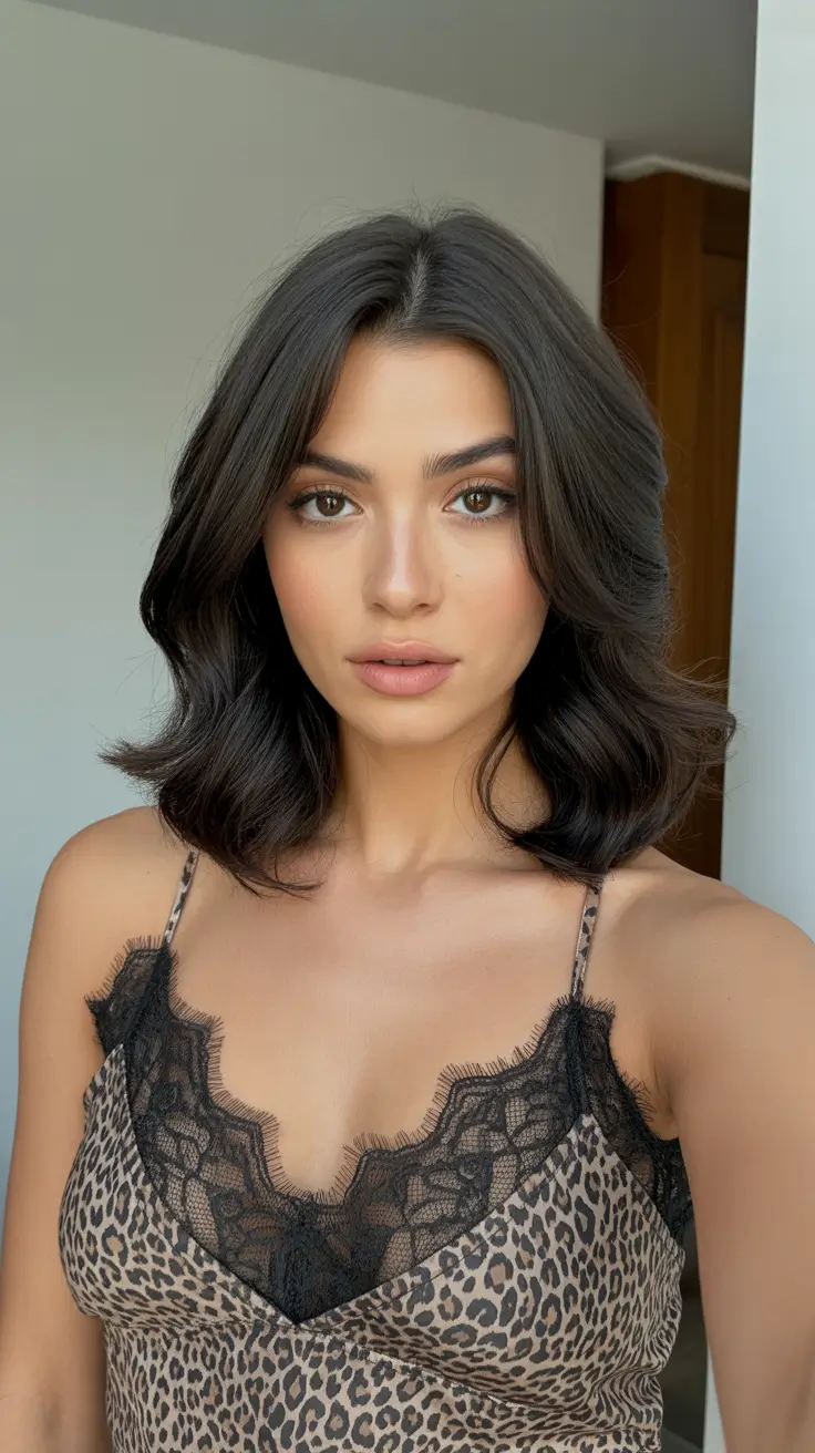 hair color ideas for brunettes summer 2026 Soft Mocha Layered Bob with Airy Volume