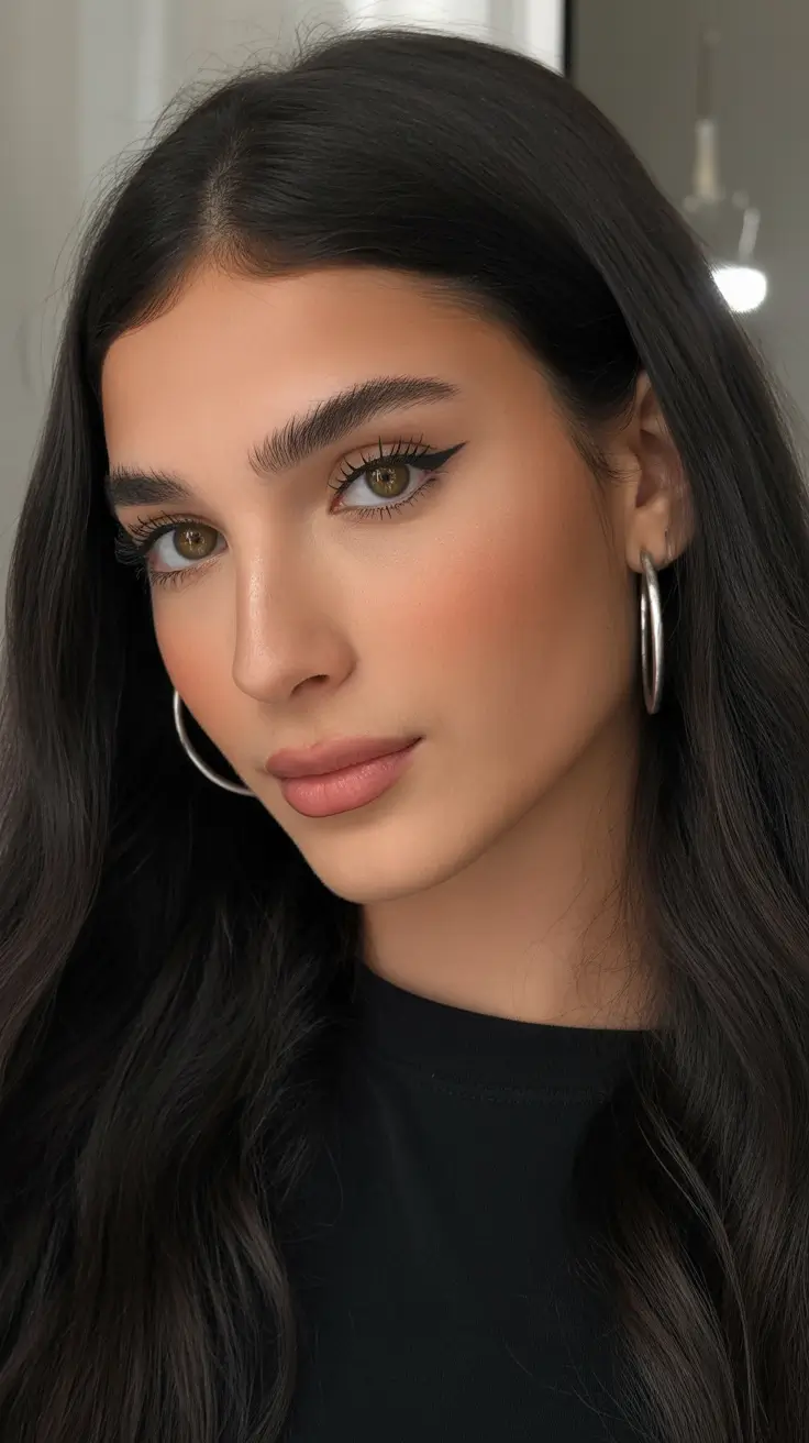 hair color ideas for brunettes summer 2026 Polished Jet Brunette with Liquid Shine Finish