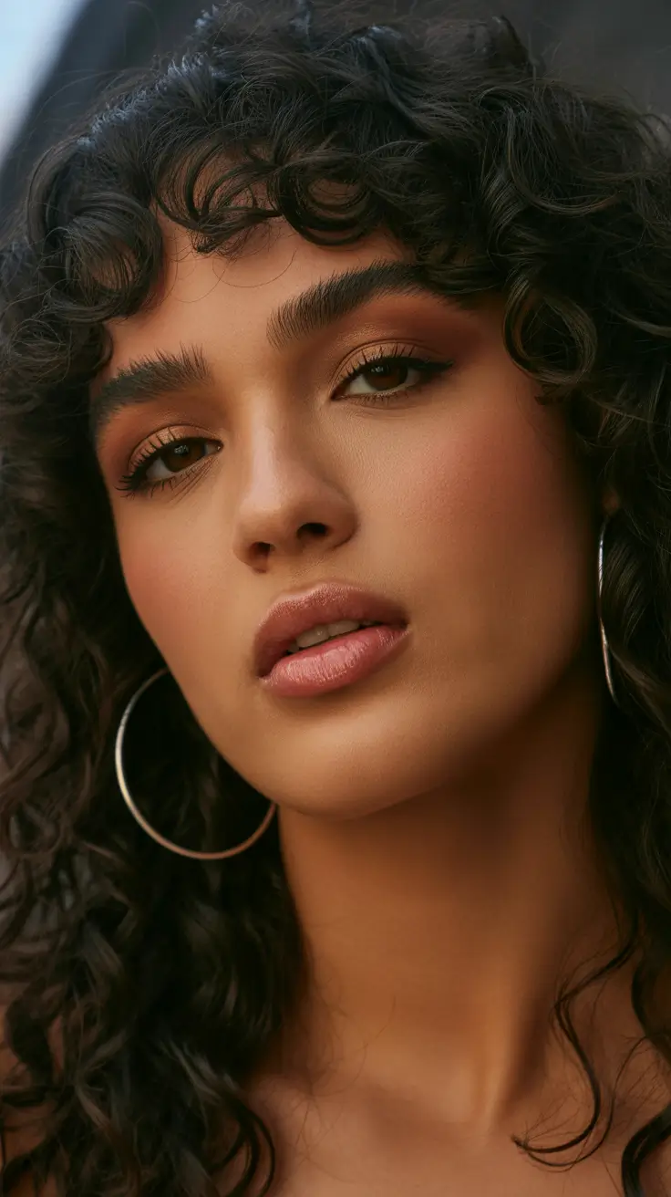 hair color ideas for brunettes summer 2026 Textured Dark Brunette Curls with Playful Volume