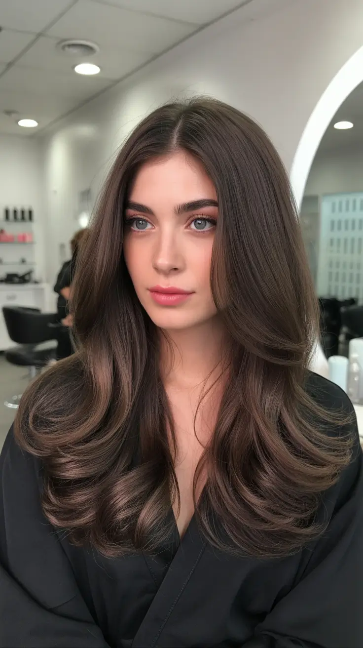 hair color ideas for summer 2026 Chocolate Brunette Flow With Face-Framing Layers