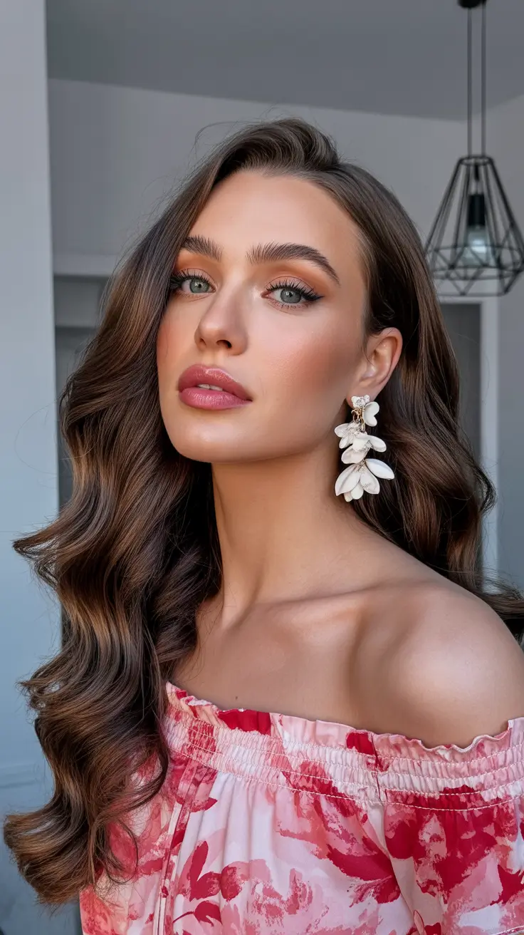 hair color ideas for summer 2026 Glossy Chocolate Waves Statement Volume